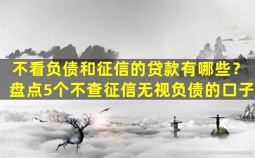 不看負債和征信的融資(負債融資征信看什么)? (http://www.xifuyun.com/) 知識問答 第1張